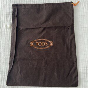 TOD'S Italy Brown Drawstring Dust Bag Cover  Storage Shoe Pouch Approx 15”x12”